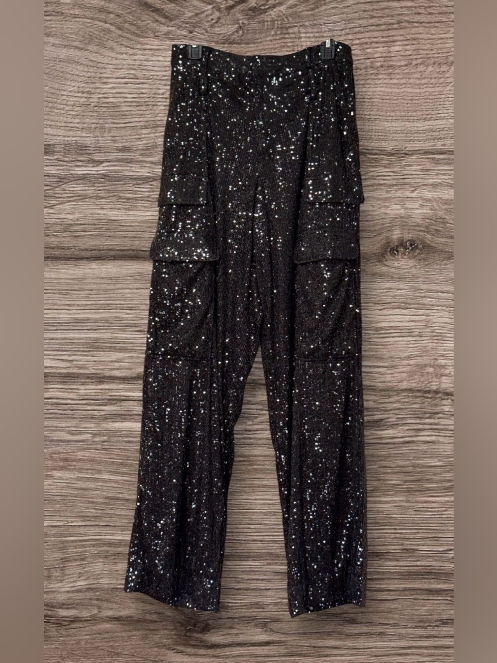 Like new! The Noli Shop Milan Black Sequin Cargo Pants Size 6